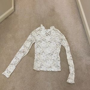 White lace long sleeve blouse